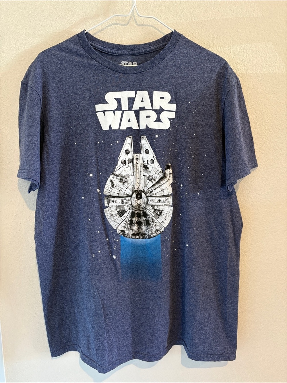 Star Wars Tee shirt with White Millennium Falcon. 50% Cotton 50% polyester
